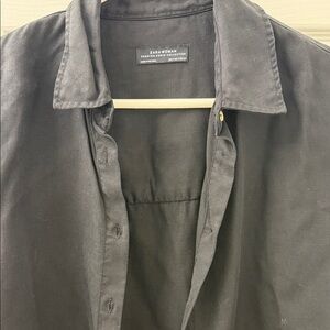 Zara Charcoal Button-Up Blouse